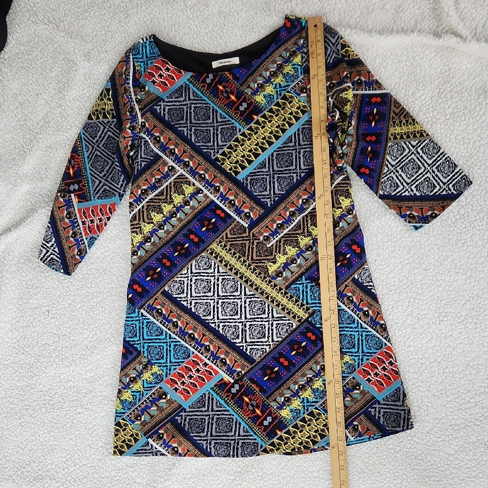 Caramela Made Is USA Size Small Colorful Geometric Pattern Dress